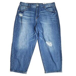 Time and Tru‎ Jeans Womens Plus Size 20 Solid All Blue Denim High Rise Crop NWOT